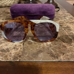 Gucci Havana Oversized Aviator Sunglasses with Violet Lenses.